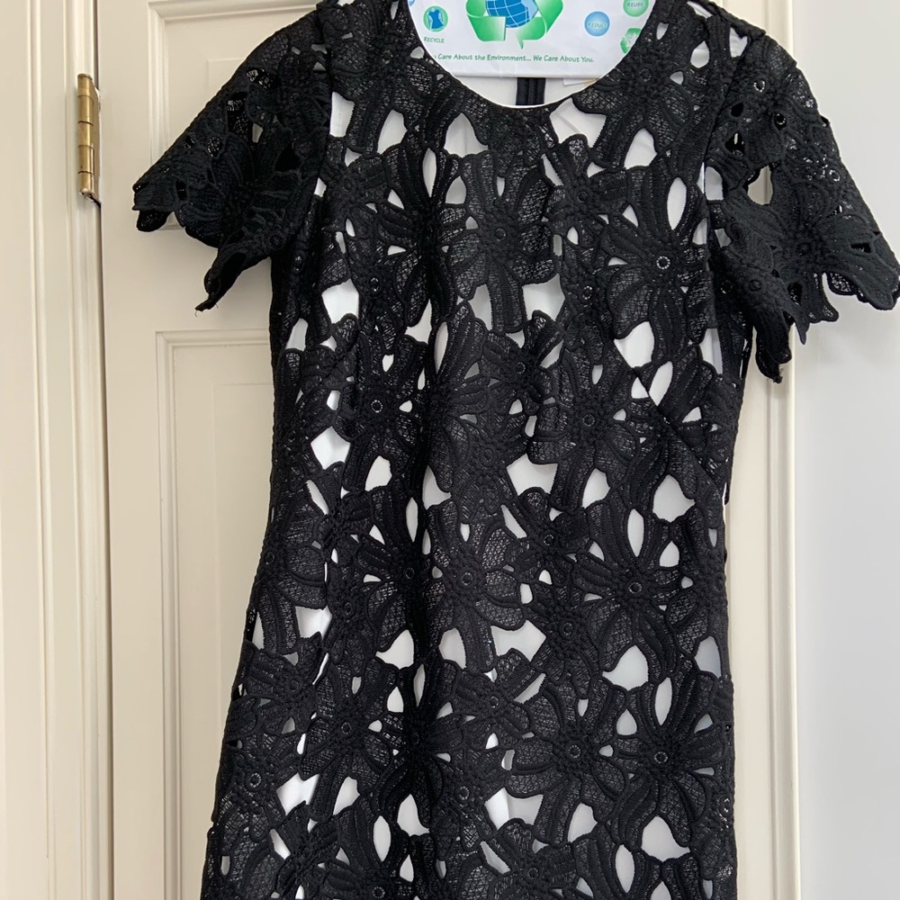 Calvin Klein black and white lace dress